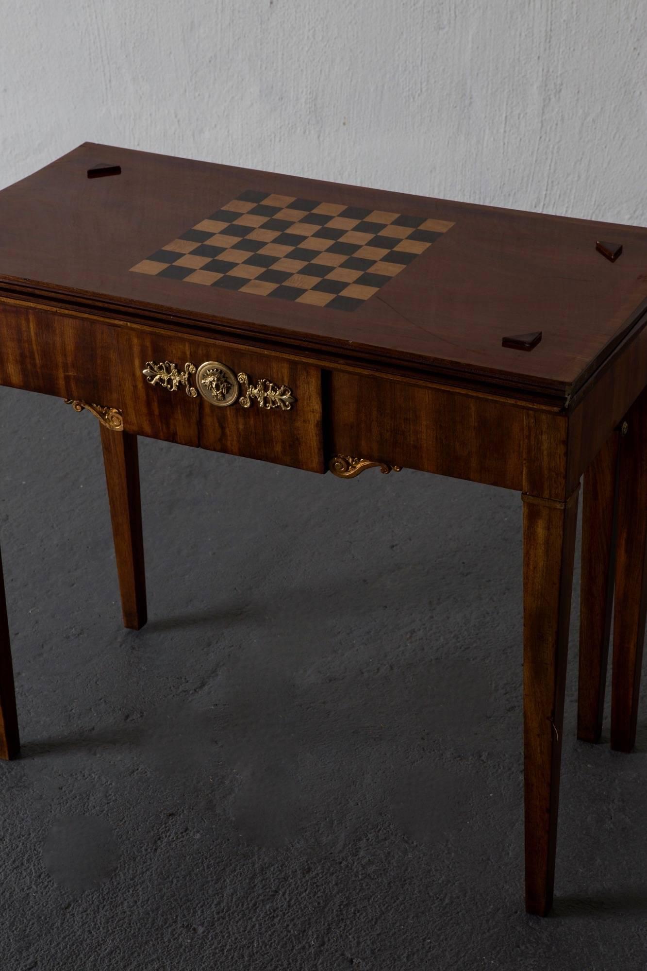 Table Game Table Swedish Karl Johan, 19th Century,  Light Mahogany Sweden For Sale 1