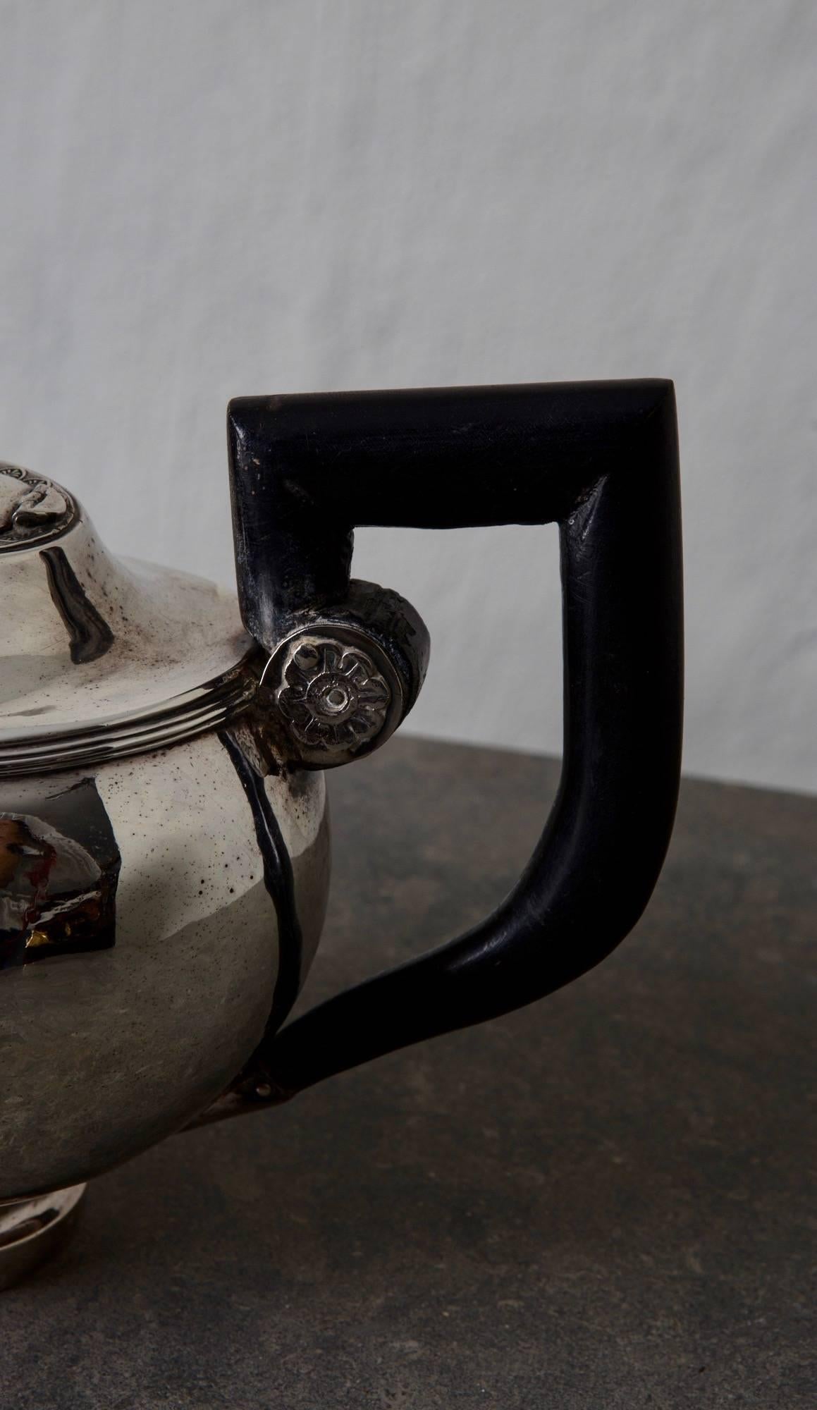 Coffee Pot Silver European 19th Century Empire Blackened Handle, Austria For Sale 3