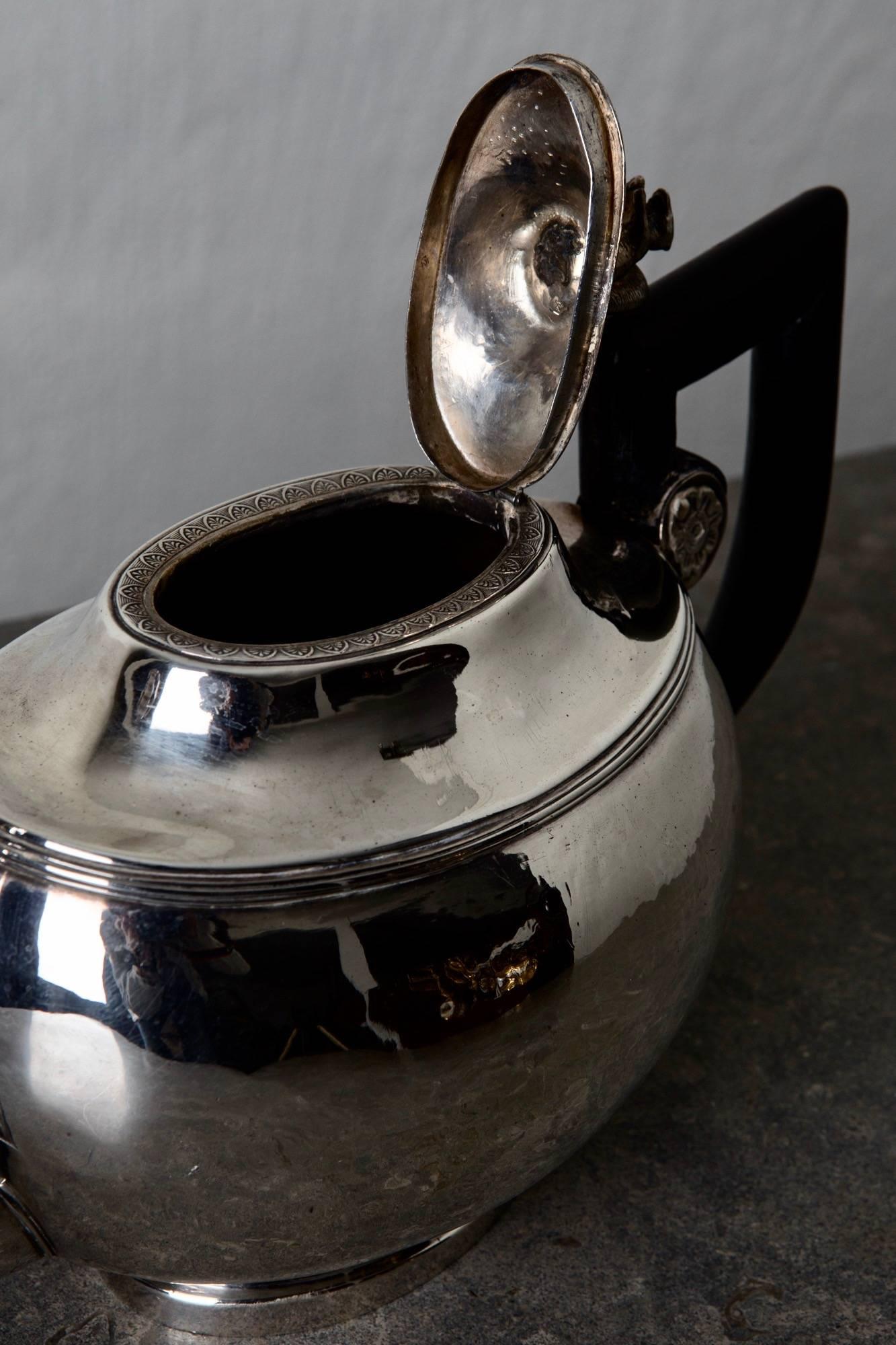 Coffee Pot Silver European 19th Century Empire Blackened Handle, Austria For Sale 1