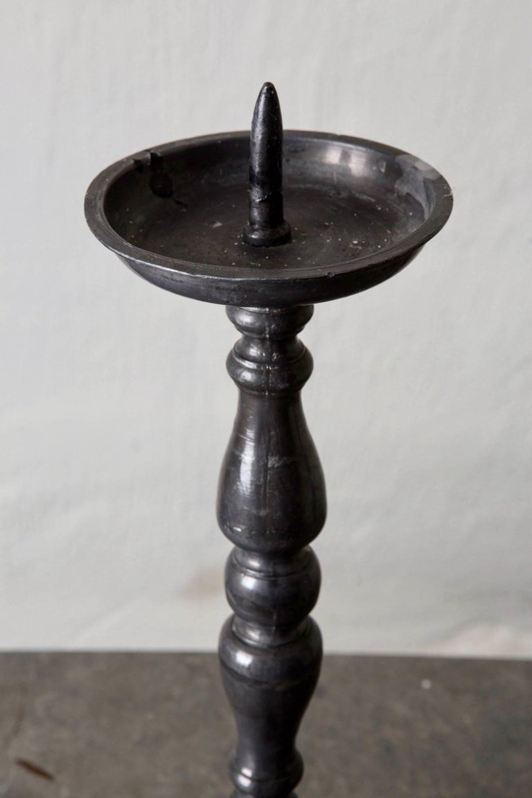 Candlesticks Spanish Tall Pewter Gray Baroque, Spain For Sale at 1stDibs