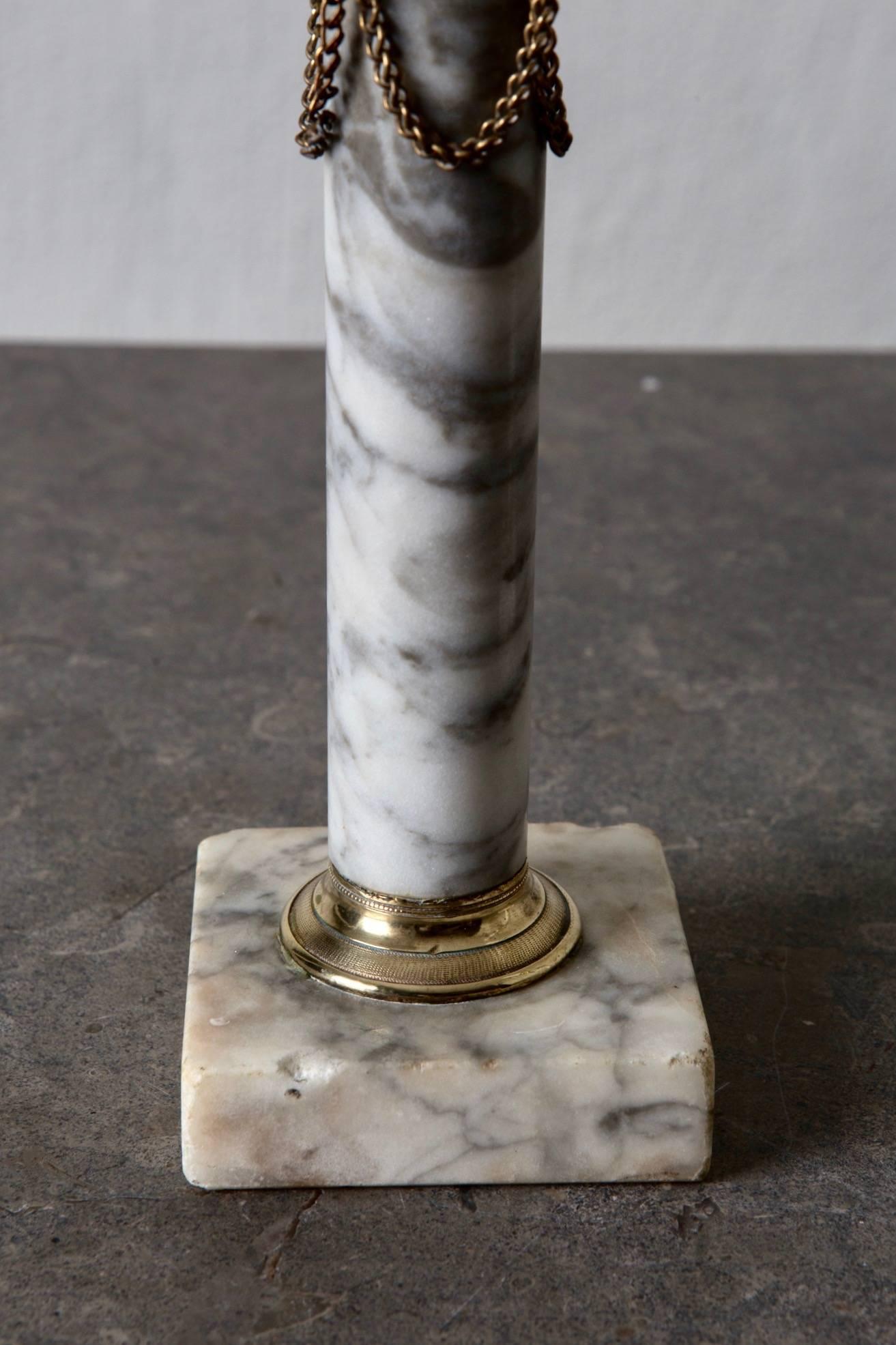 Candlesticks Swedish Gustavian Neoclassical Gray Marble Brass, Sweden In Good Condition For Sale In New York, NY
