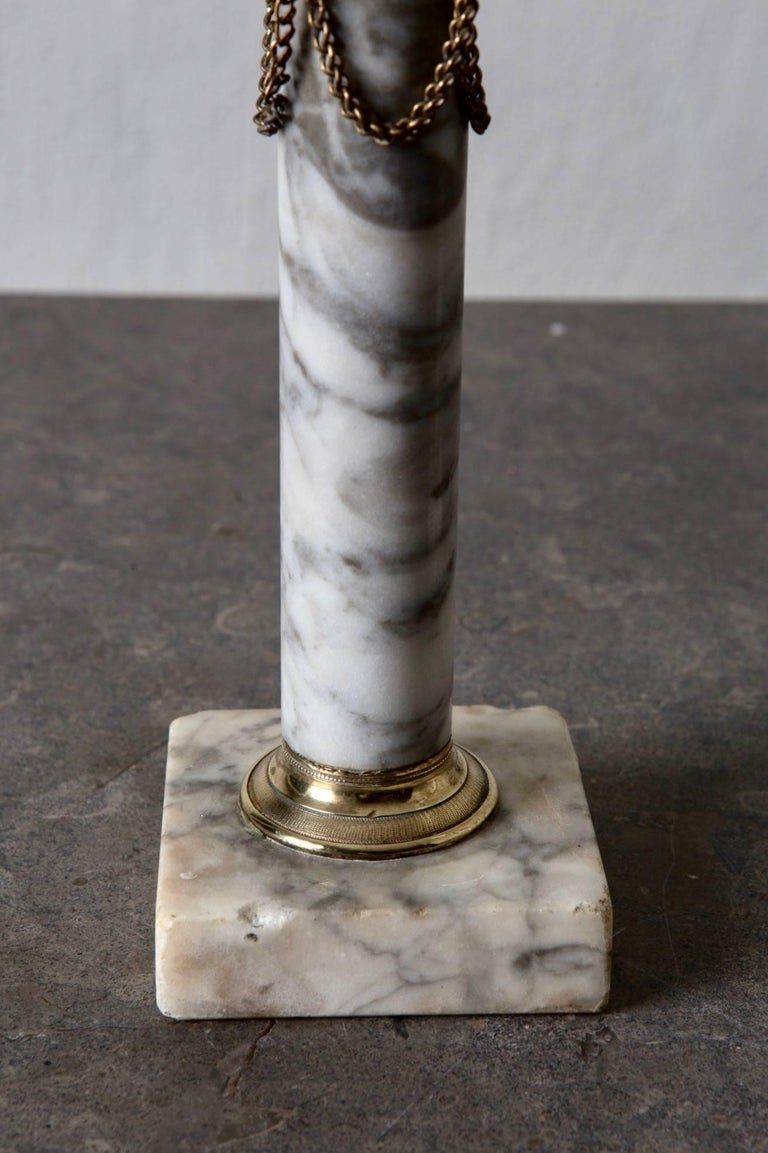 Candlesticks Swedish Gustavian Neoclassical Gray Marble Brass, Sweden