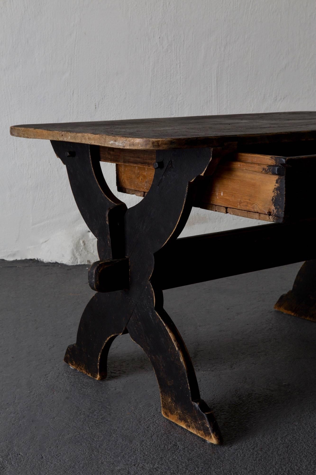 Desk Swedish 19th Century Black Rustic Sweden In Good Condition In New York, NY