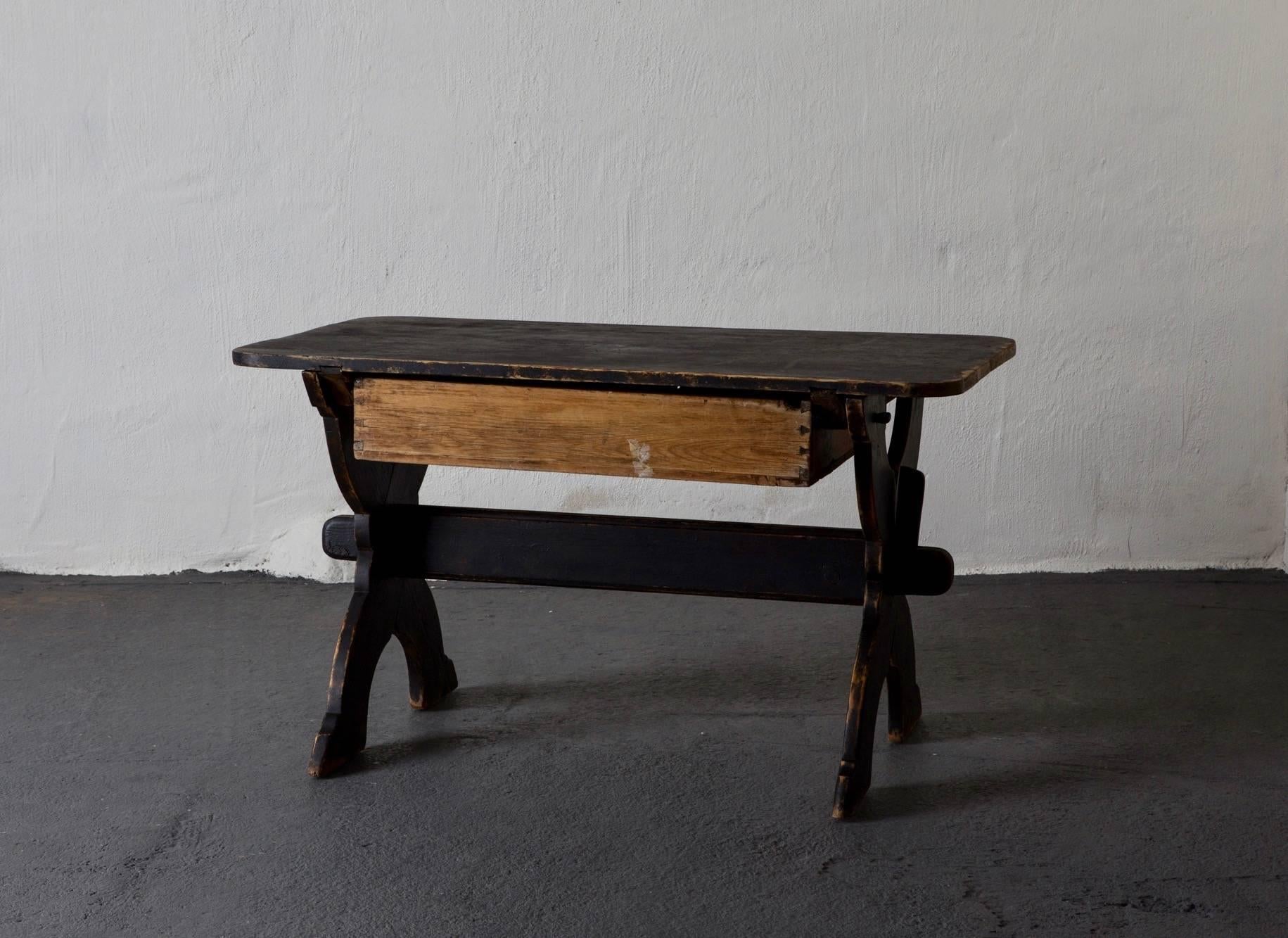 Desk Swedish 19th Century Black Rustic Sweden 1