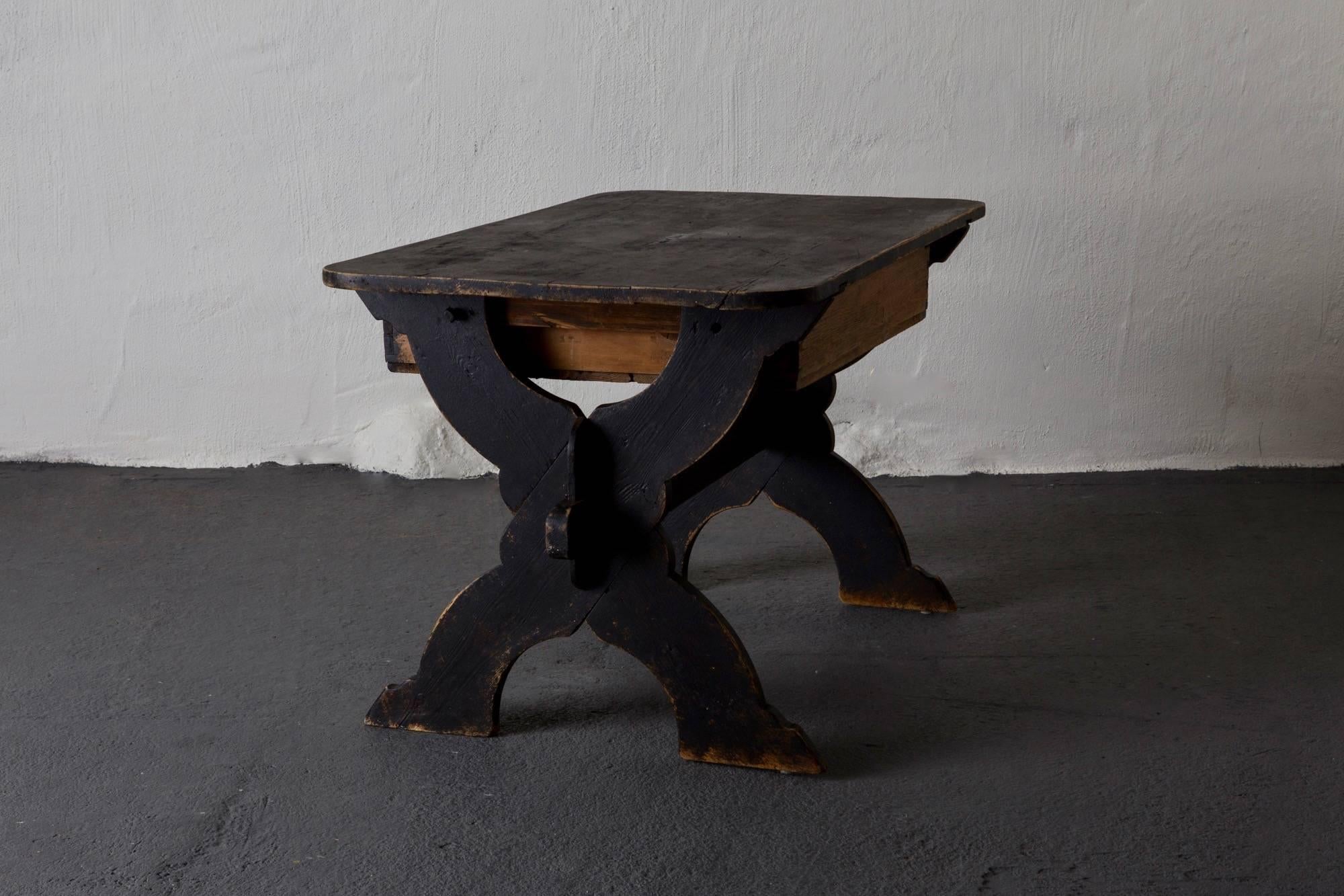 Desk Swedish 19th Century Black Rustic Sweden 4