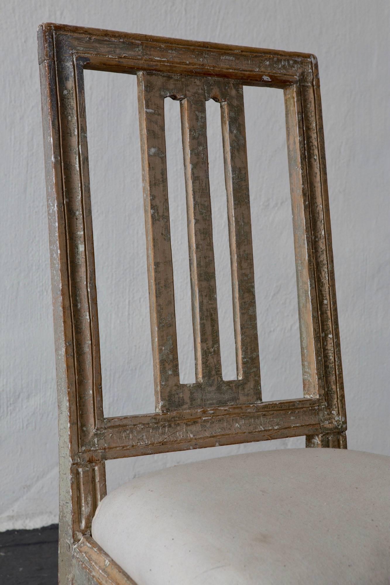 Dining Chairs Swedish Set of Four Gustavian Original Paint Green Sweden For Sale 2
