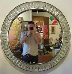 Chiseled Glass and Brushed Nickel Mirror by Ghio Studio