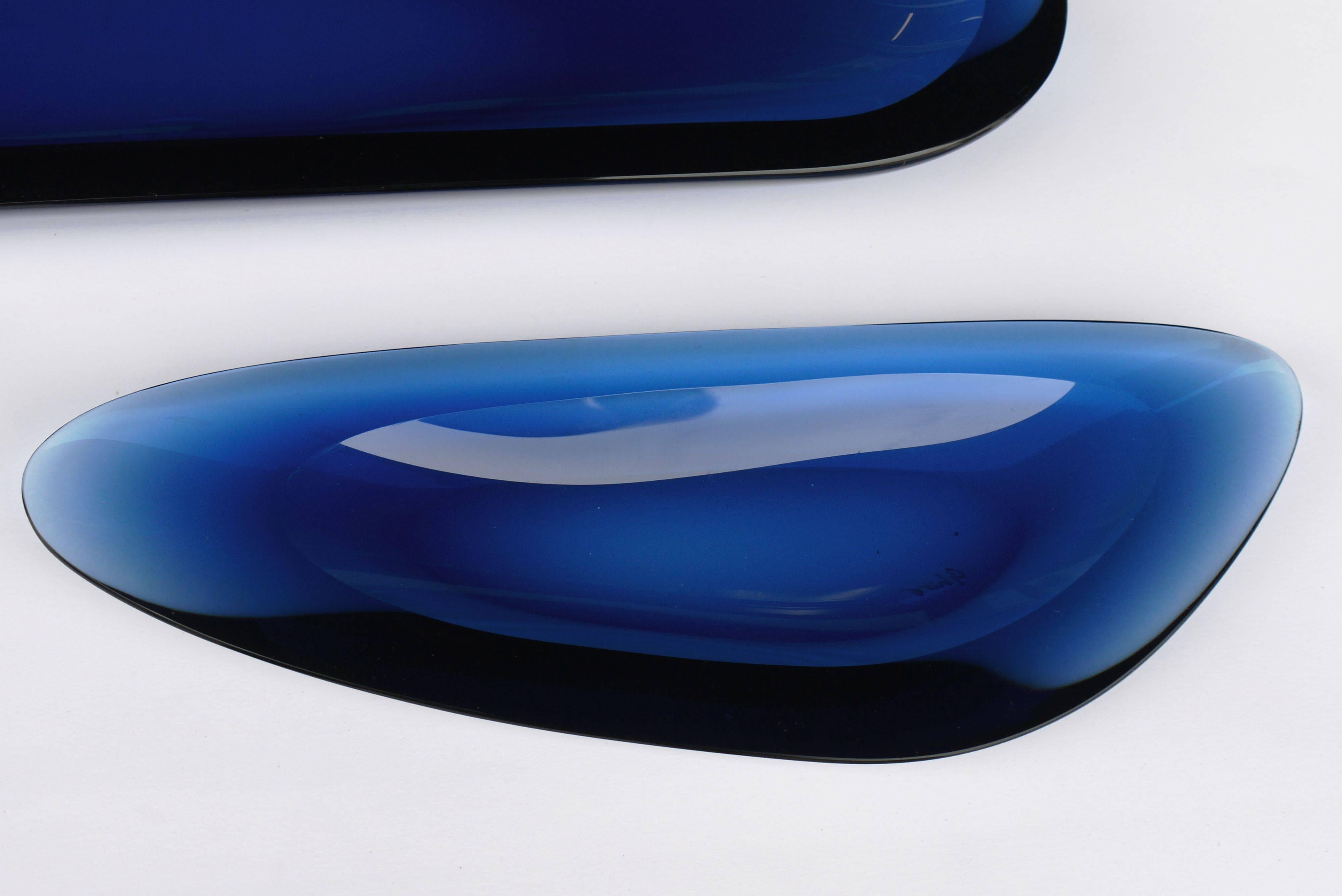 Blown Glass Pair of Carved Glass Bowls by Ghiro Studio