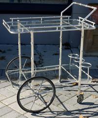 Italian Silver Plate over Brass Faux Bamboo Bar Cart