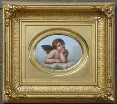 Pair of Porcelain Plaques After Raphael's Cherubs in the Sistine Madonna