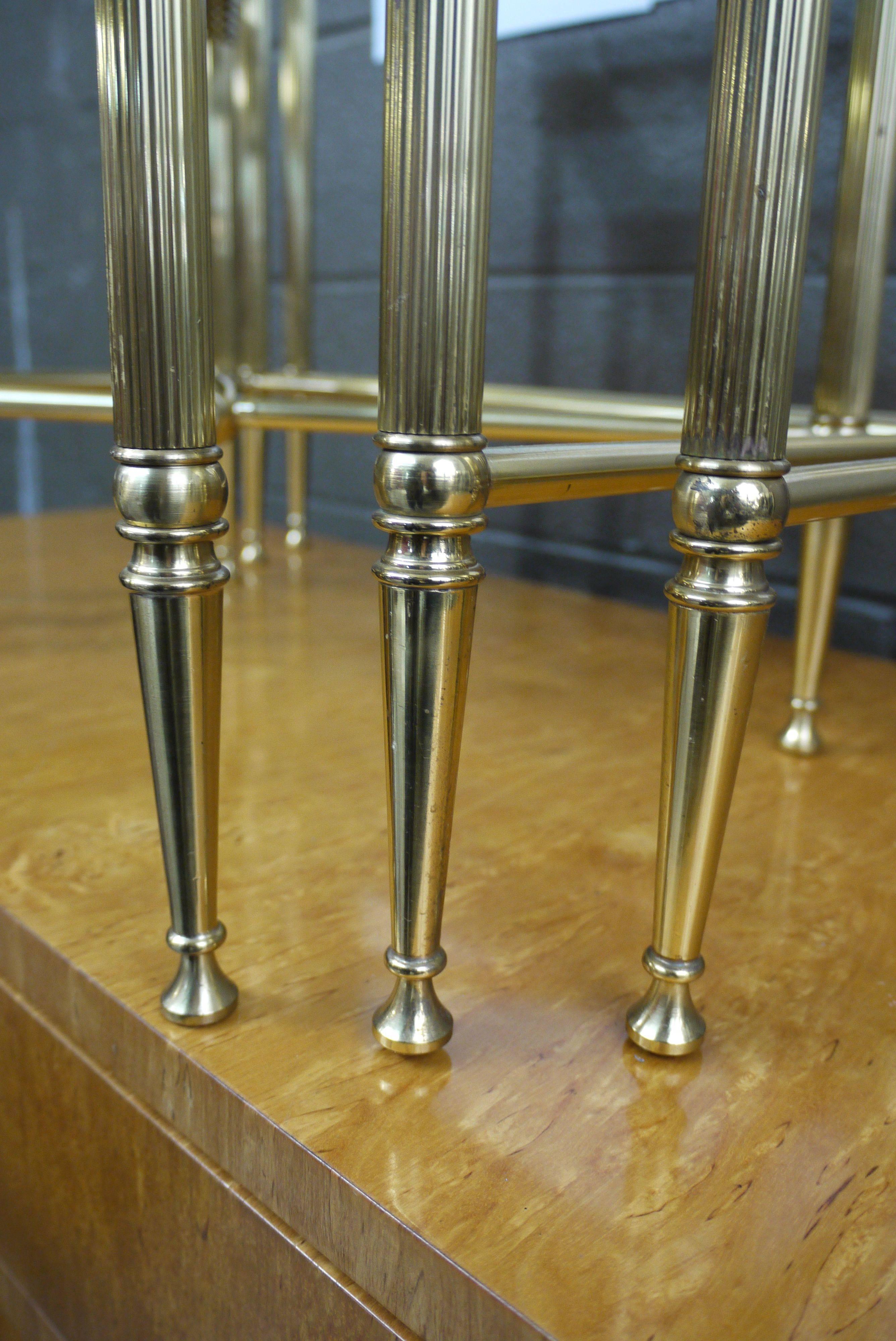 Neoclassical Set of Italian Polished Brass Nesting Tables