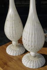 Large Pair of Controlled Bubble Decanters by Barbini