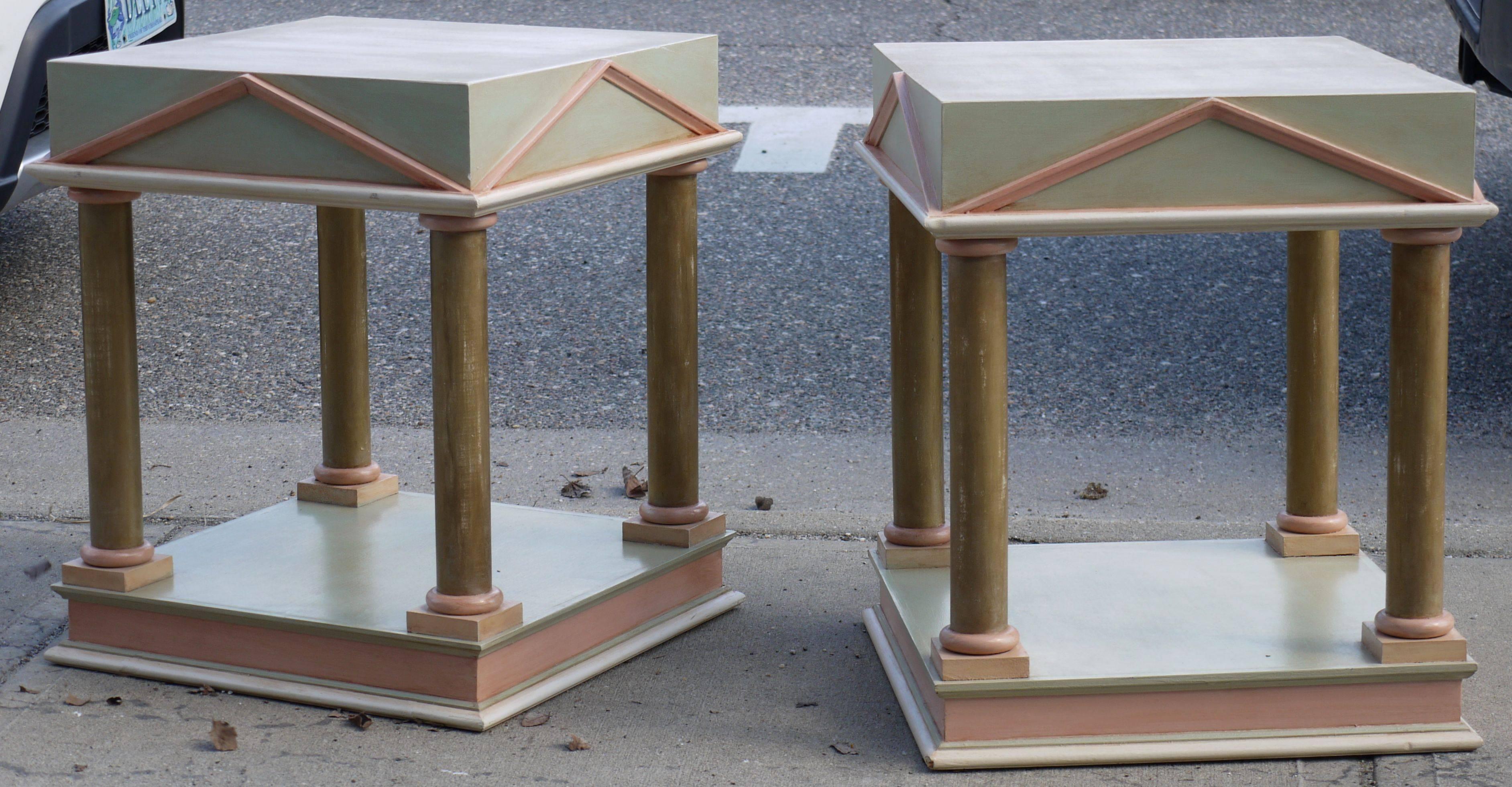 Post-Modern Pair of Neoclassical Inspired Post Modern Tables