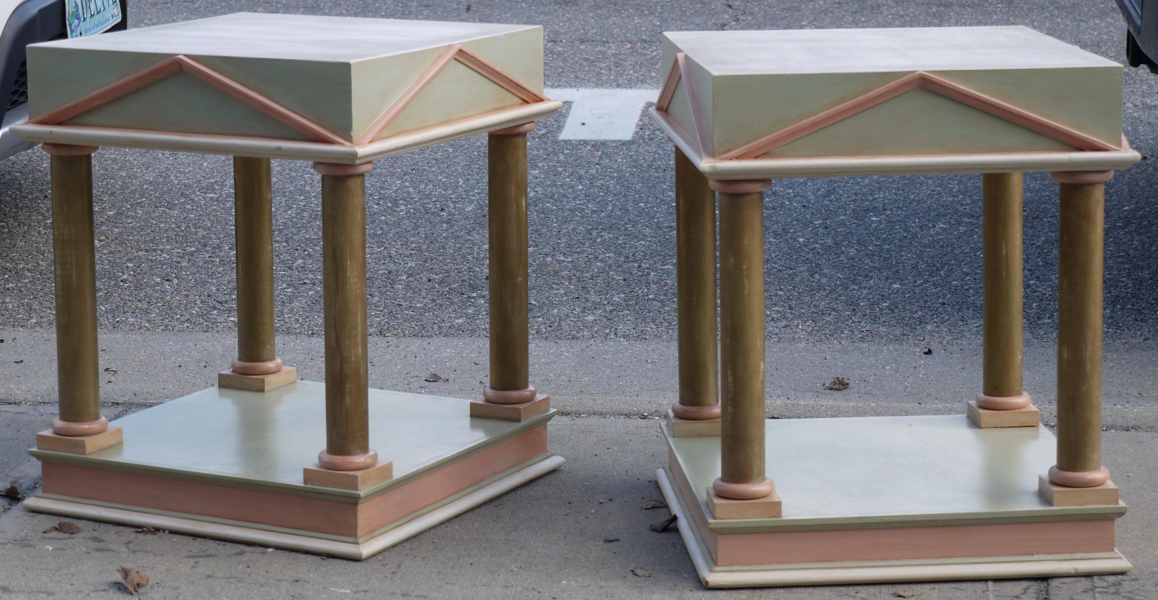 American Pair of Neoclassical Inspired Post Modern Tables