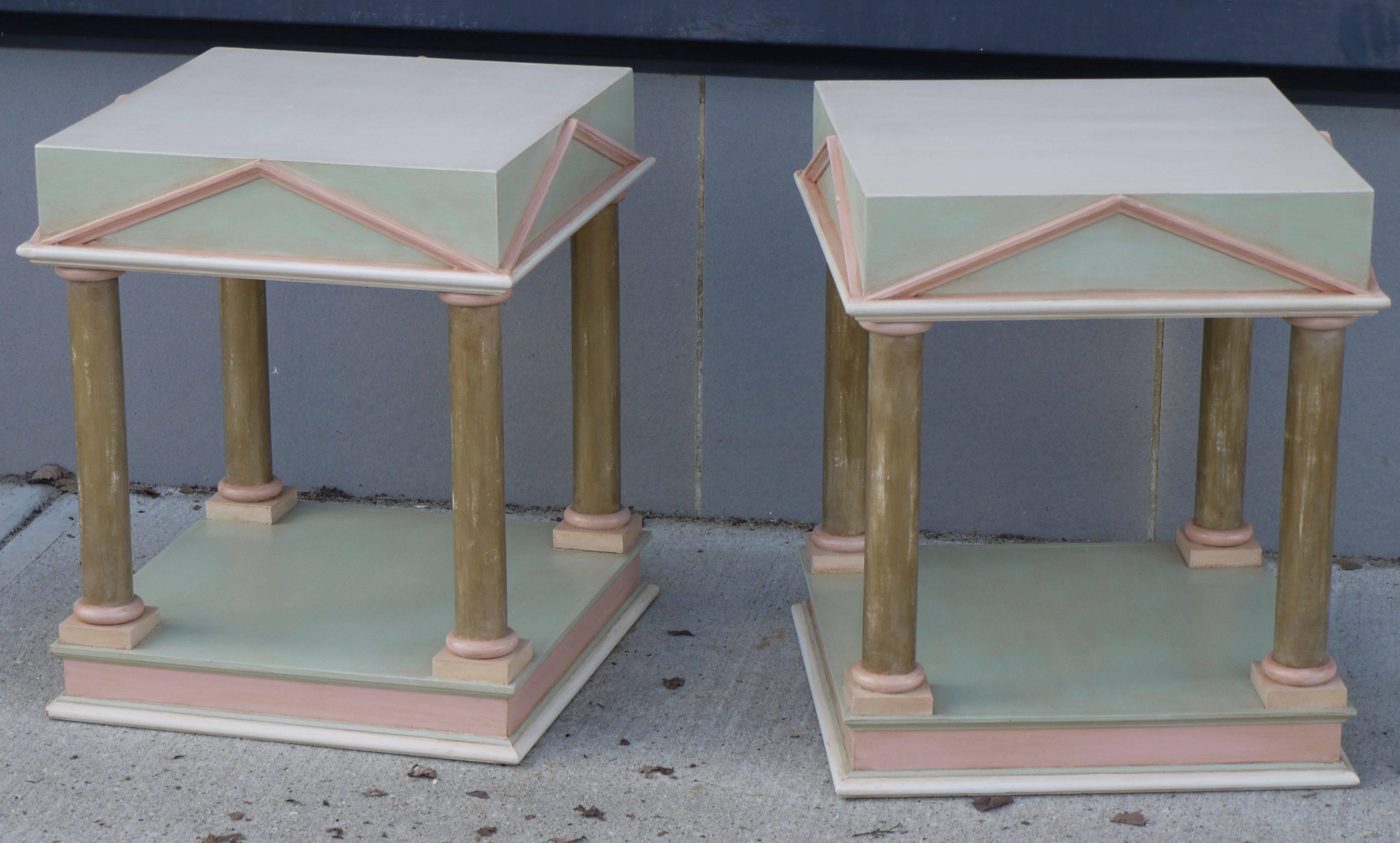 Lacquered Pair of Neoclassical Inspired Post Modern Tables