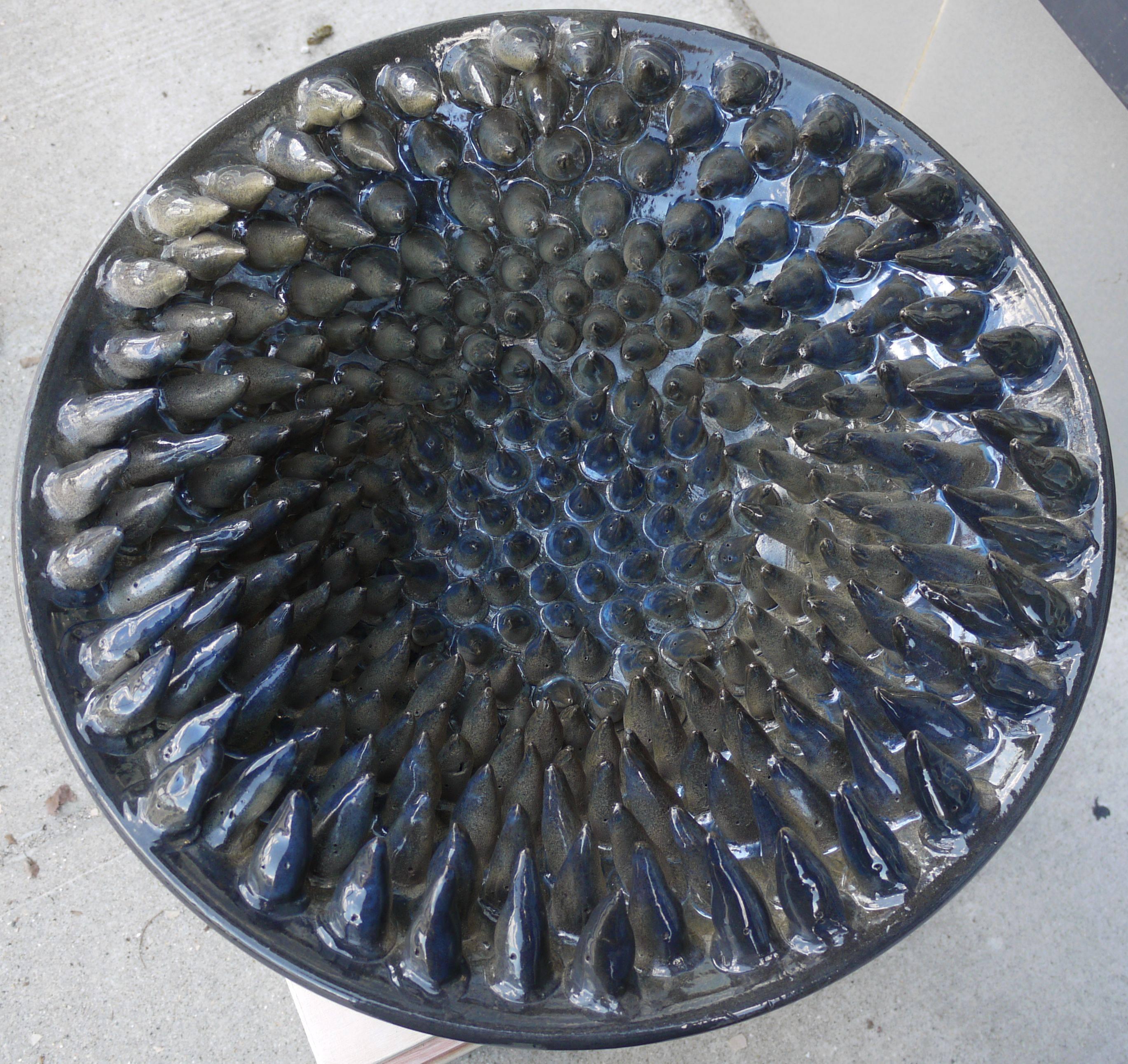 Contemporary large-scale sculptural bowl by Studio Esposito. Bowl is filled with cones which had to be made hollow to be safely fired, had the glaze filled the holes the piece would've been destroyed while firing. An amazing piece of studio pottery.