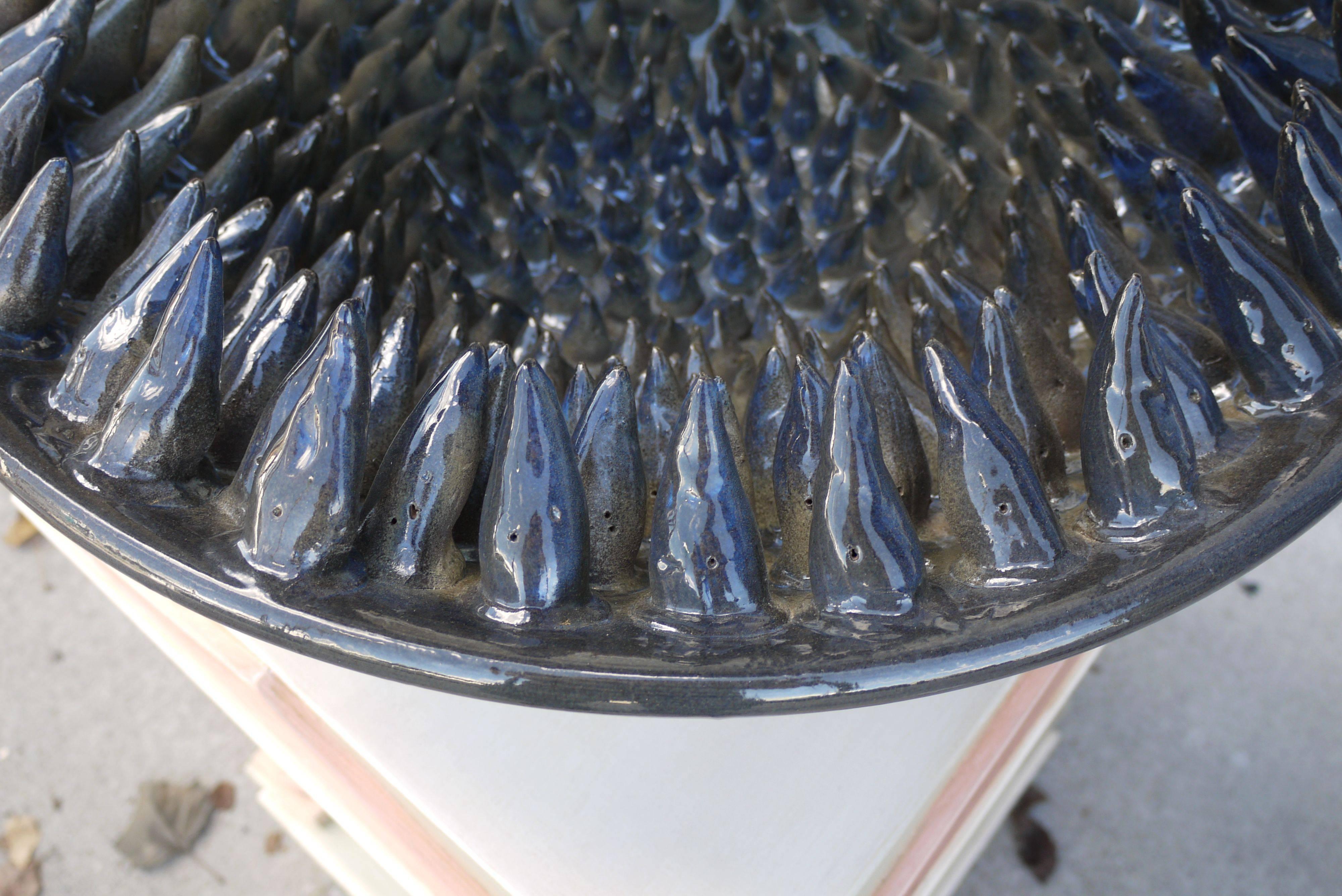 Sculptural Blue Anemone Bowl by Studio Esposito In Excellent Condition In Kilmarnock, VA