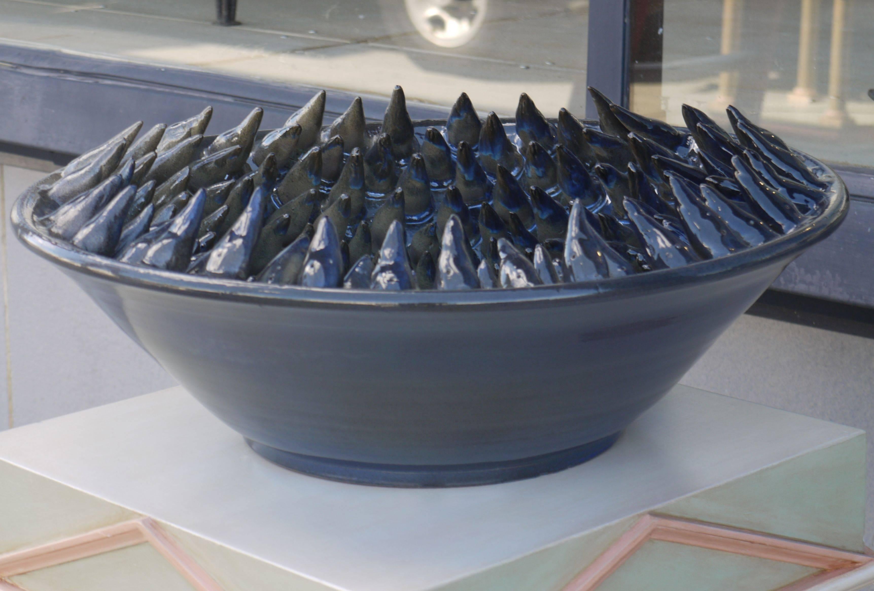 Ceramic Sculptural Blue Anemone Bowl by Studio Esposito