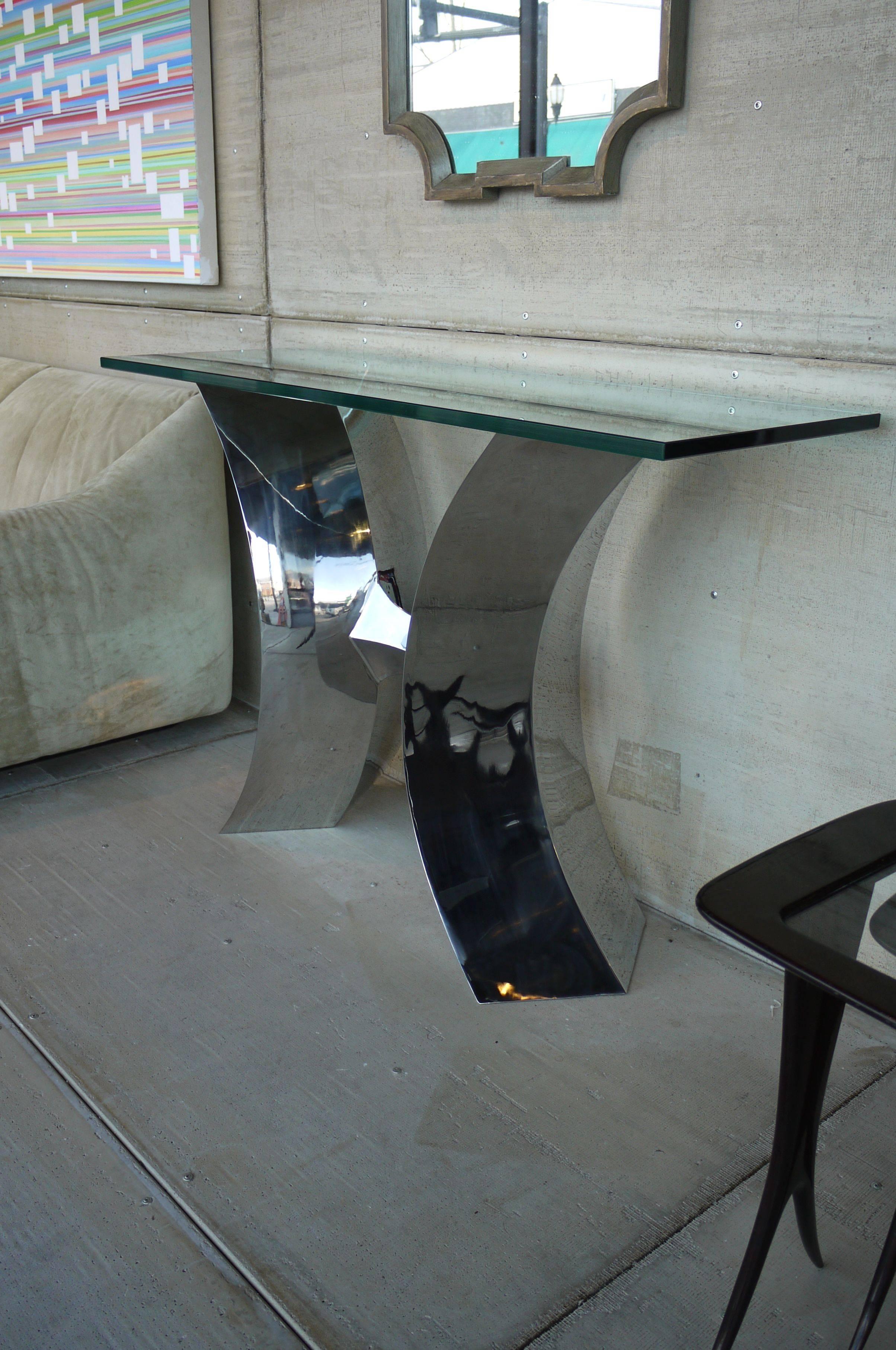 Contemporary Forged Stainless Steel Console Table by Curtis Norton