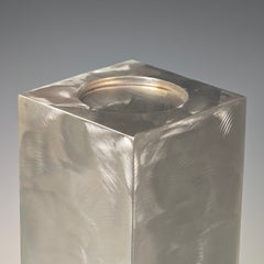 Curtis Norton Minimalist Sculptural Stainless Steel Candlesticks, Pair