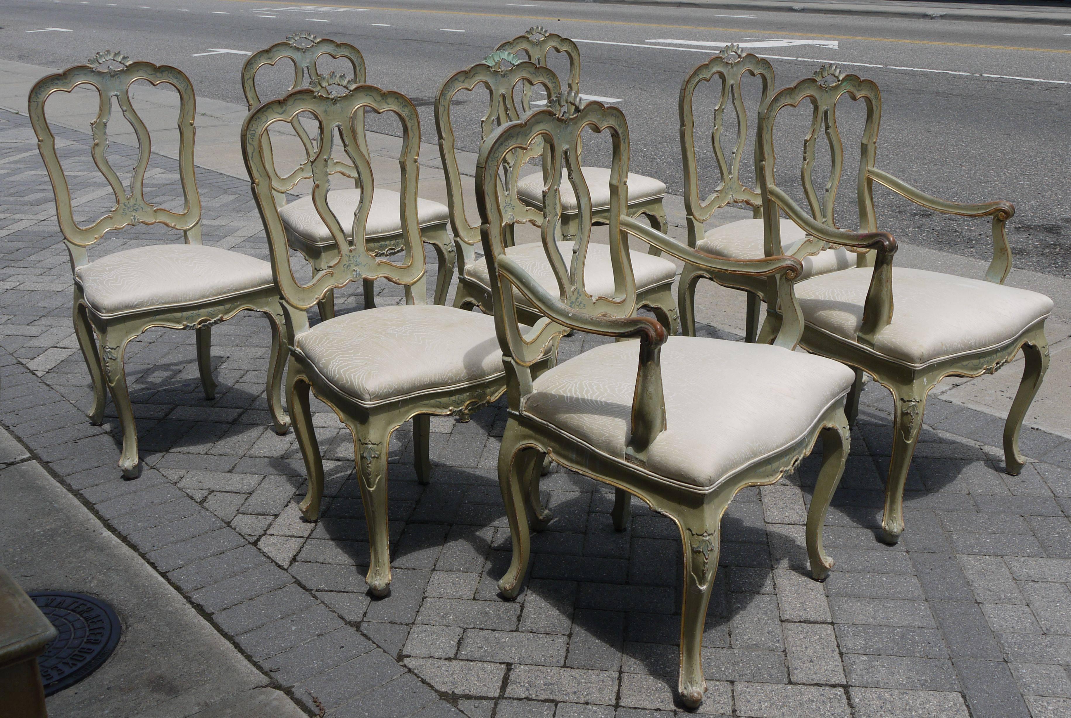 Mid-19th Century Set of Eight 19th Century Venetian Chairs For Sale