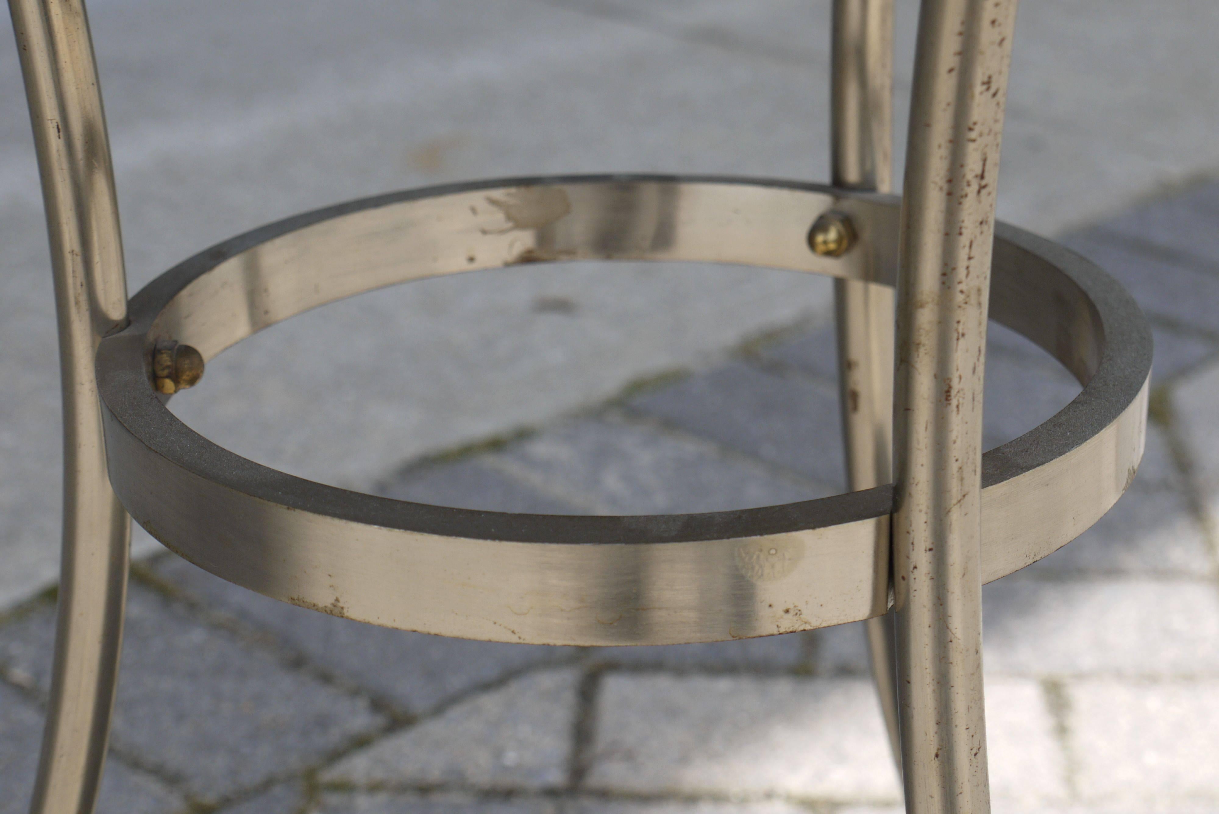 Neoclassical Italian Tripod Table in Brushed Nickel and Brass In Good Condition In Kilmarnock, VA