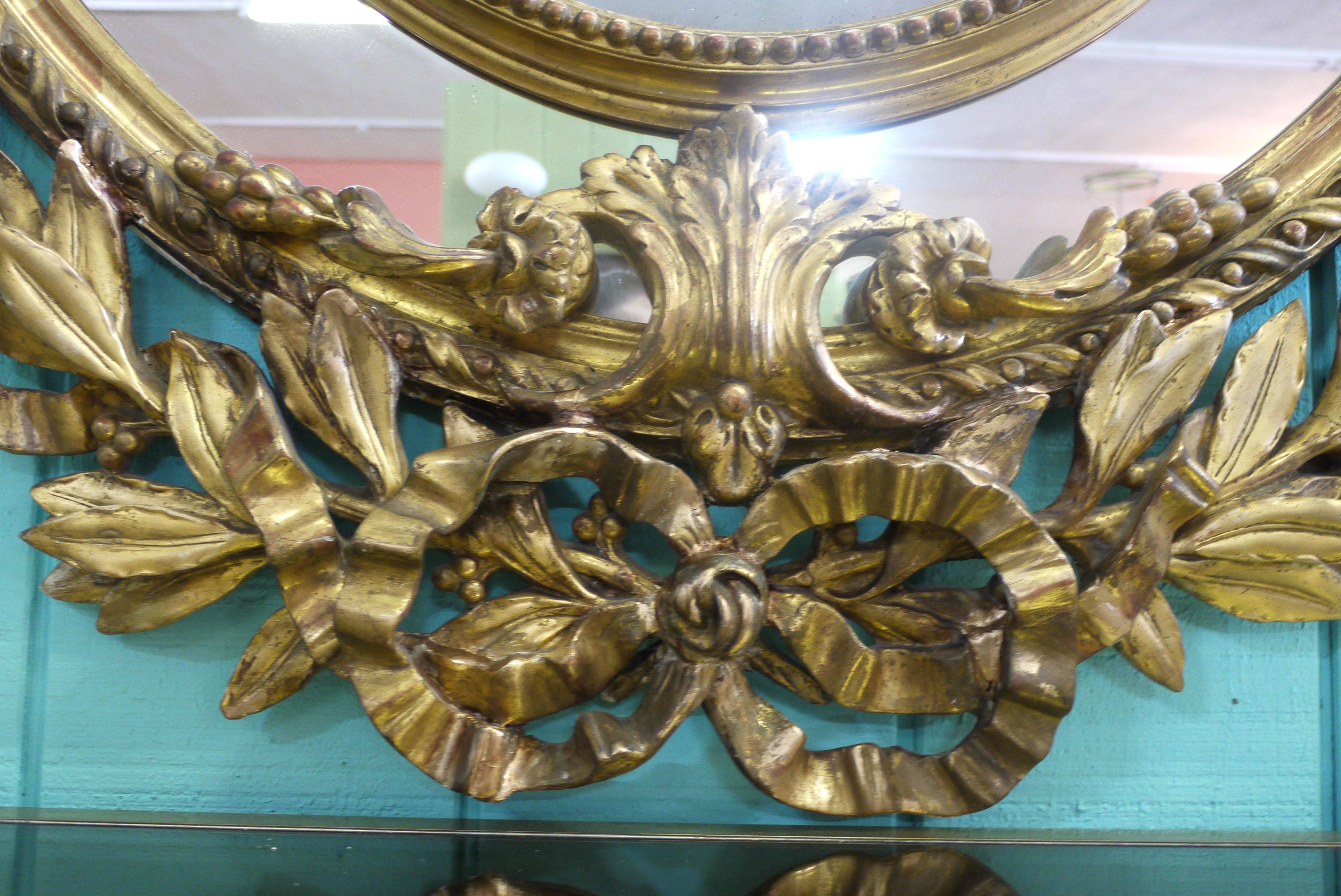 French Massive Late 19th Century Carved Gesso Mirror