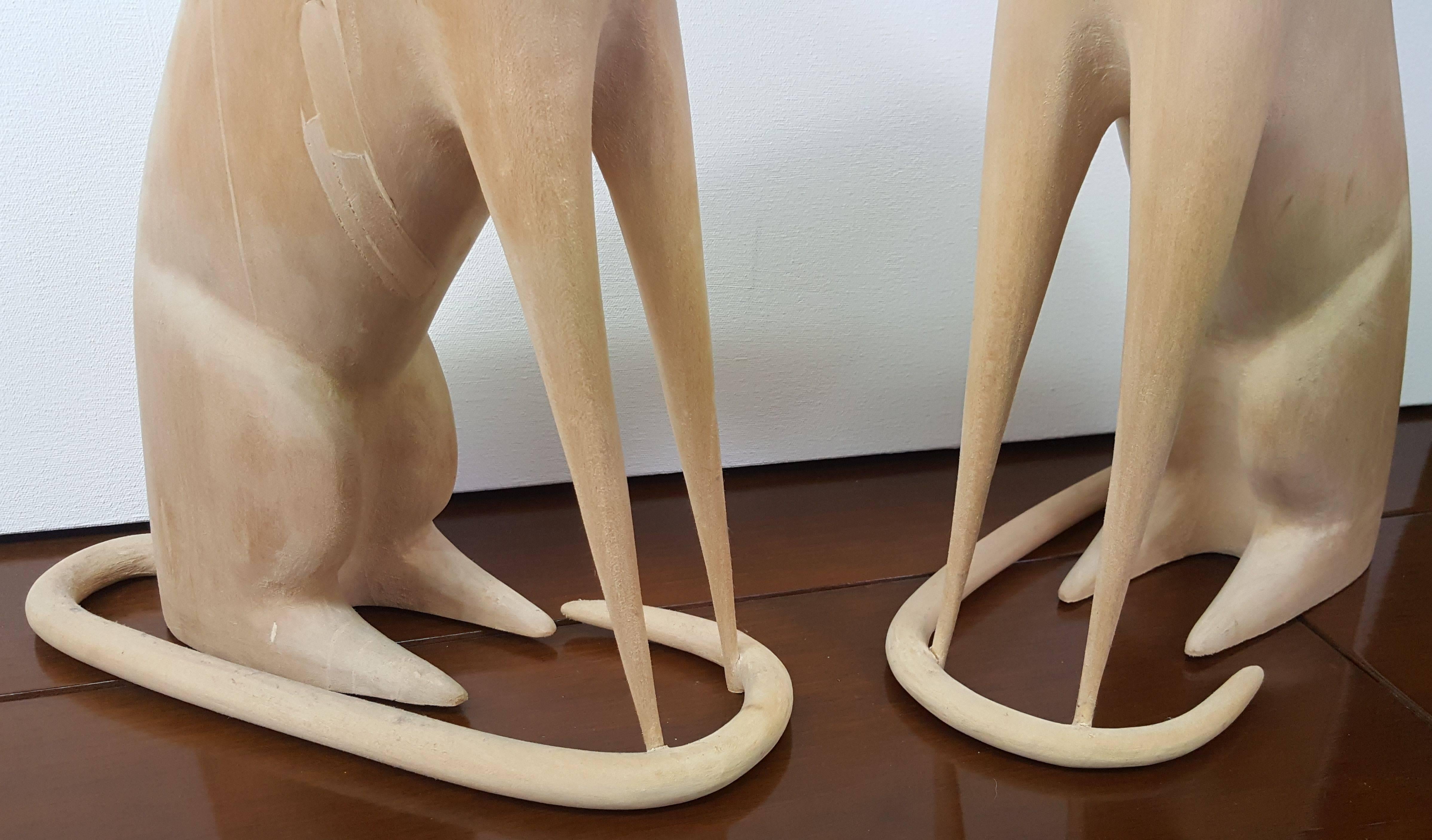 Pareja emparejada de tallas de gato de Linvel Barker, Kentucky Arte popular en venta