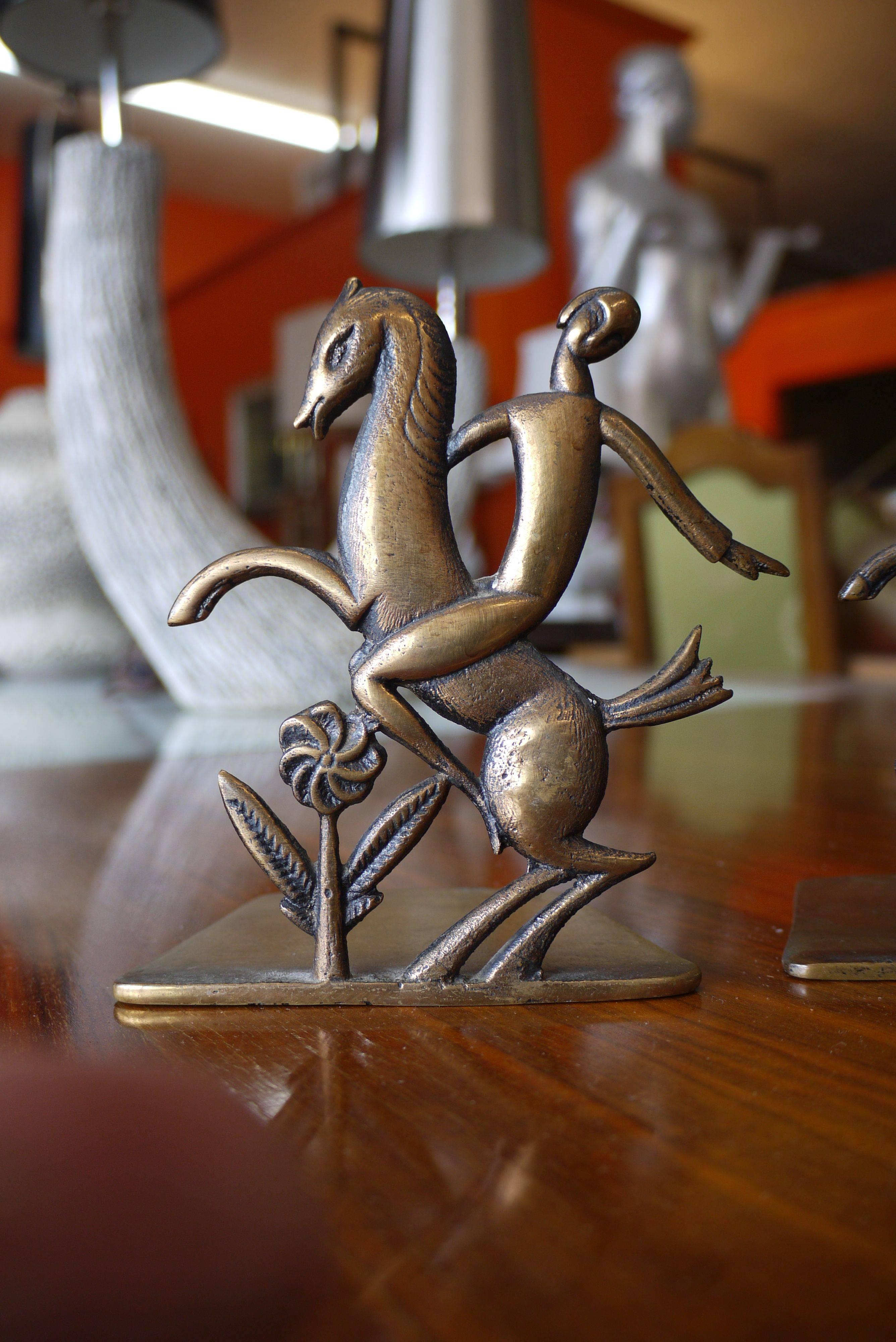 Pair of Art Deco Bronze Bookends In Excellent Condition In Kilmarnock, VA