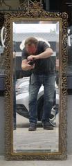 Matched Pair of Large Vertical Bronze Mirrors Attributed to Pe Guerin