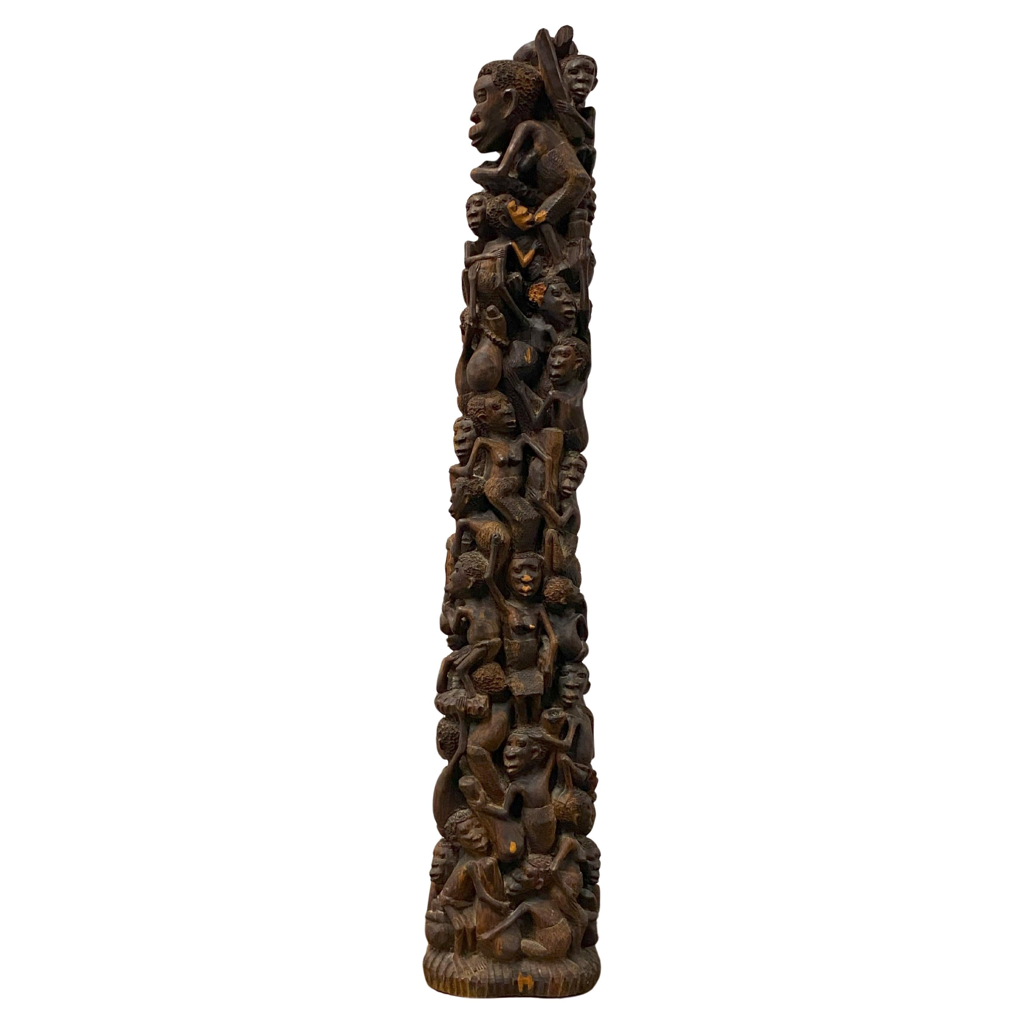 African Carved Wood "Tree of Life" Sculpture For Sale