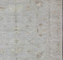 Hand-Knotted Oushak Rug by Keivan Woven Arts, Floral Design, Turkey
