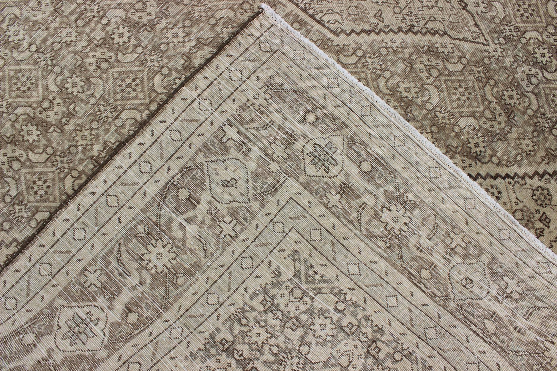 Antique Persian Tabriz Rug with Medallion in Brown, Tan, Taupe and Neutrals In Good Condition In Atlanta, GA