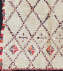 Vintage Moroccan Beni Ouarain Rug with  Diamond Design  6'5'' x 11'7''