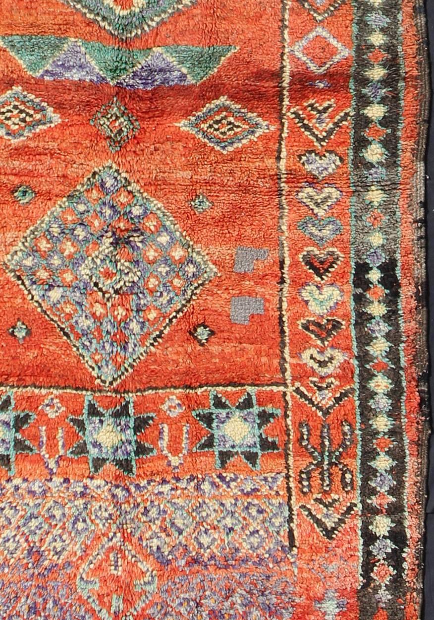 Hand-Knotted Vintage Moroccan Haouz, Gallery Runner