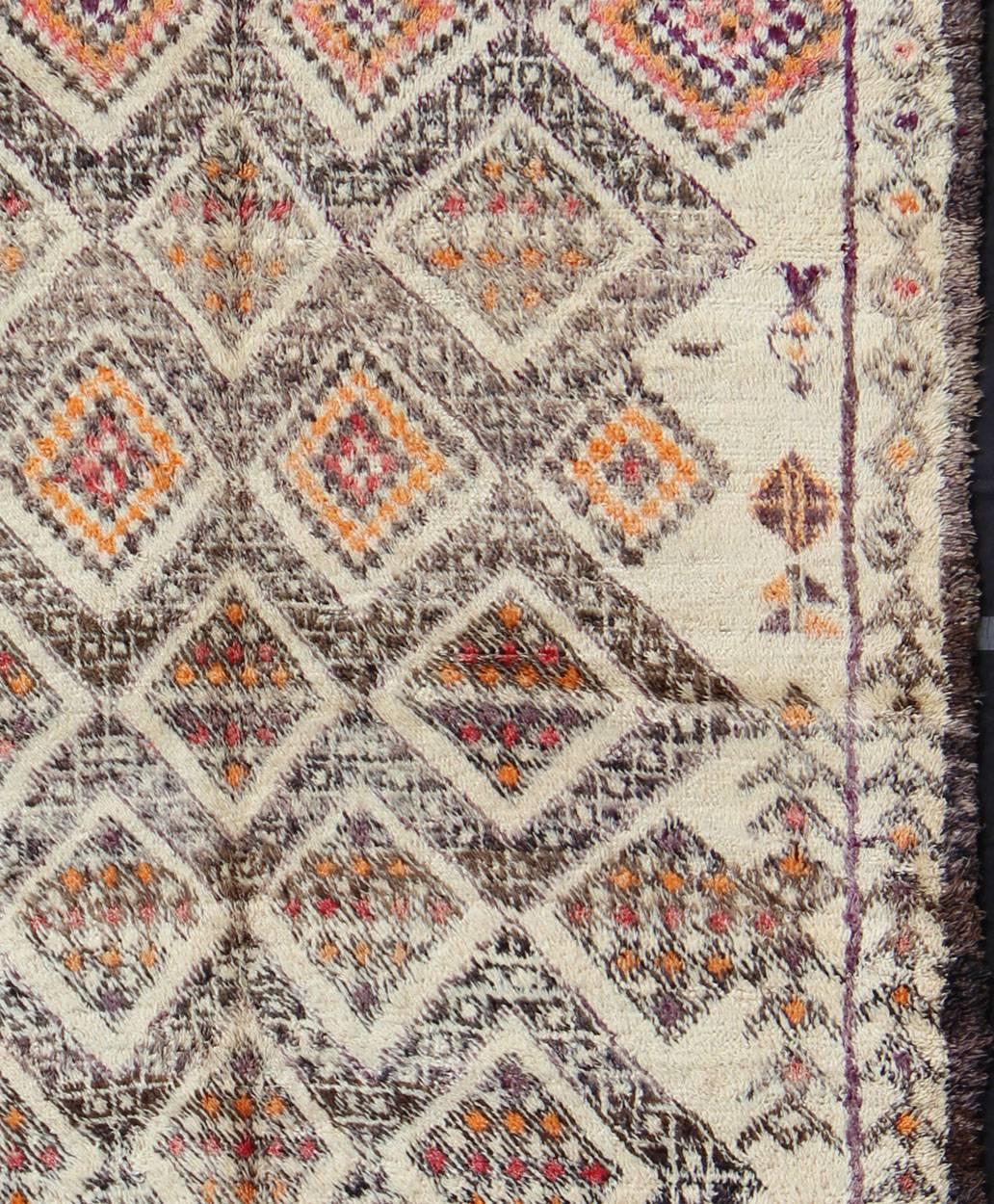 Hand-Knotted Vintage Moroccan Beni Ouarain Rug