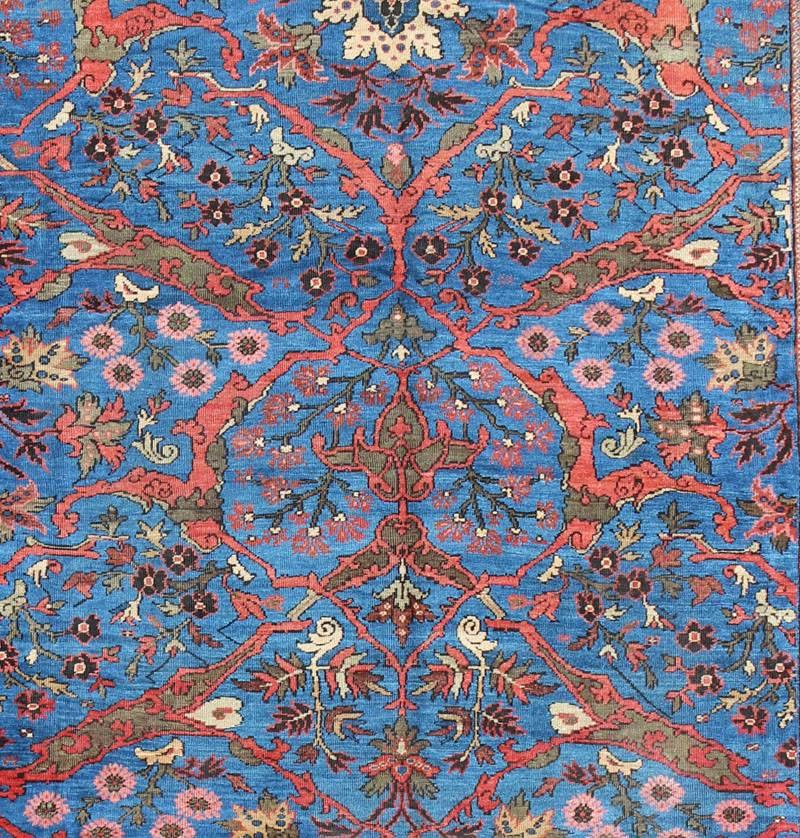 Late 19th Century Amazing Antique Persian Sultanabad Rug in a Unique Persian Blue Background For Sale