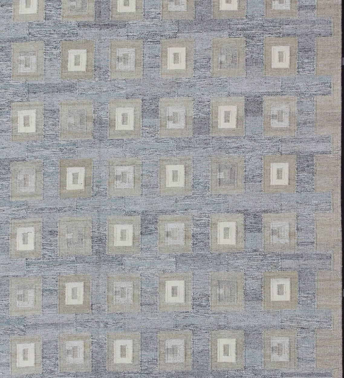 Großer moderner skandinavischer/ schwedischer Teppich im geometrischen Design von Keivan Woven Arts (Skandinavische Moderne) im Angebot