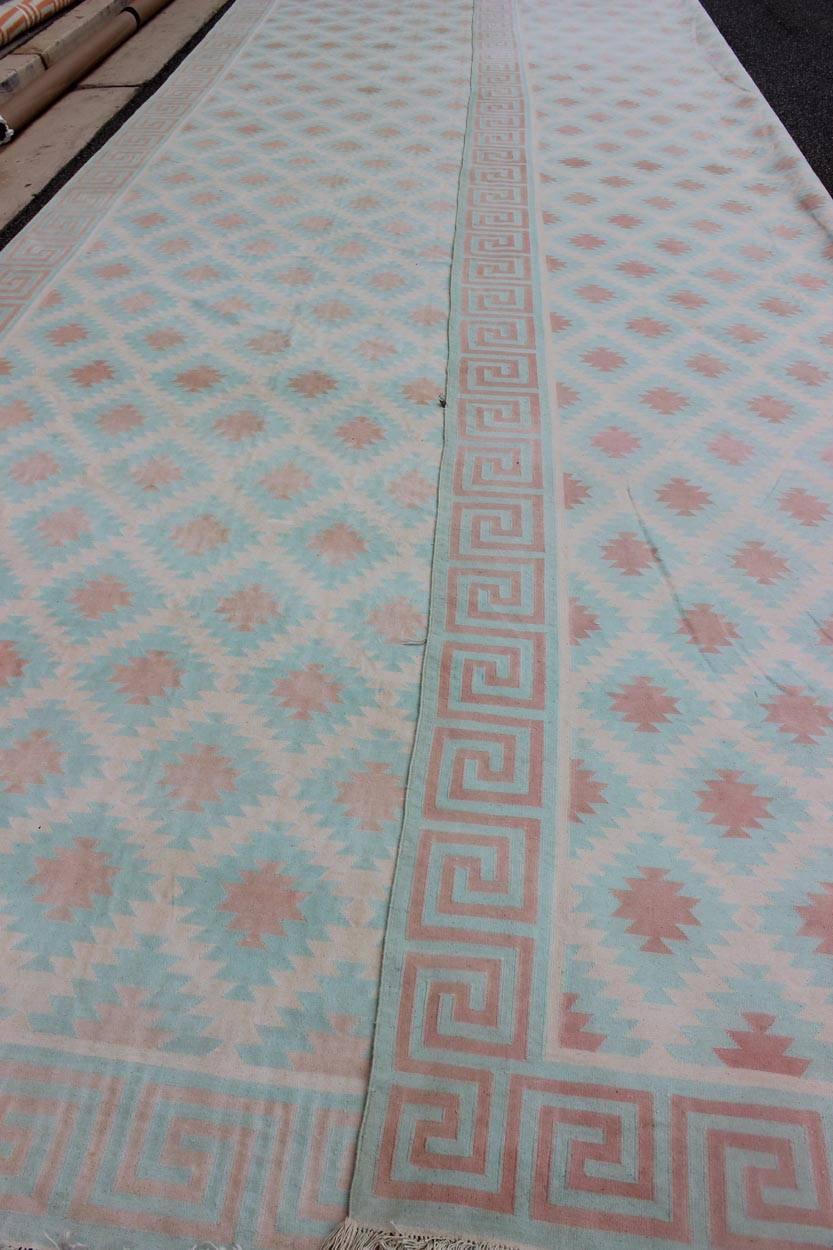 Large Vintage Decorative Indian Cotton Dhurrie, Collection of Thomas Britt In Good Condition For Sale In Atlanta, GA