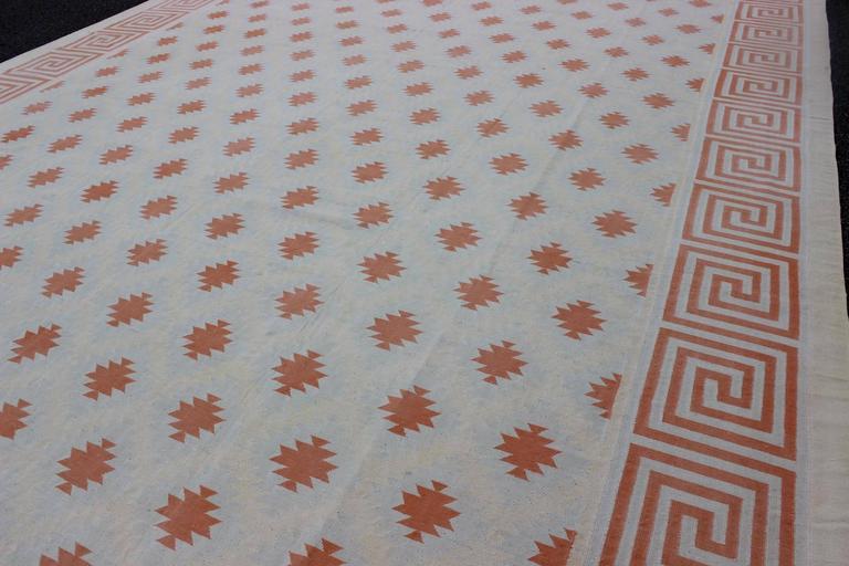 Large Vintage Cotton Designer Dhurrie 11'6 x 17'10 For Sale at 1stDibs