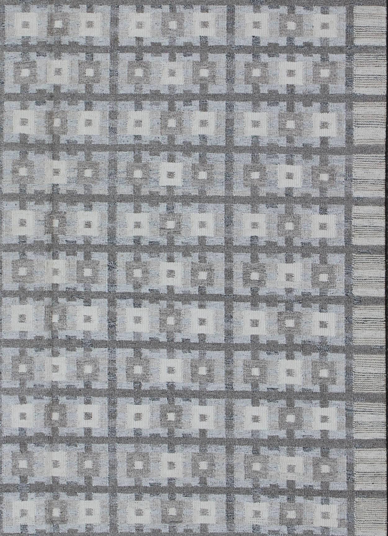 Großer moderner Teppich im skandinavischen/schweizerischen Design von Keivan Woven Arts (Indisch) im Angebot
