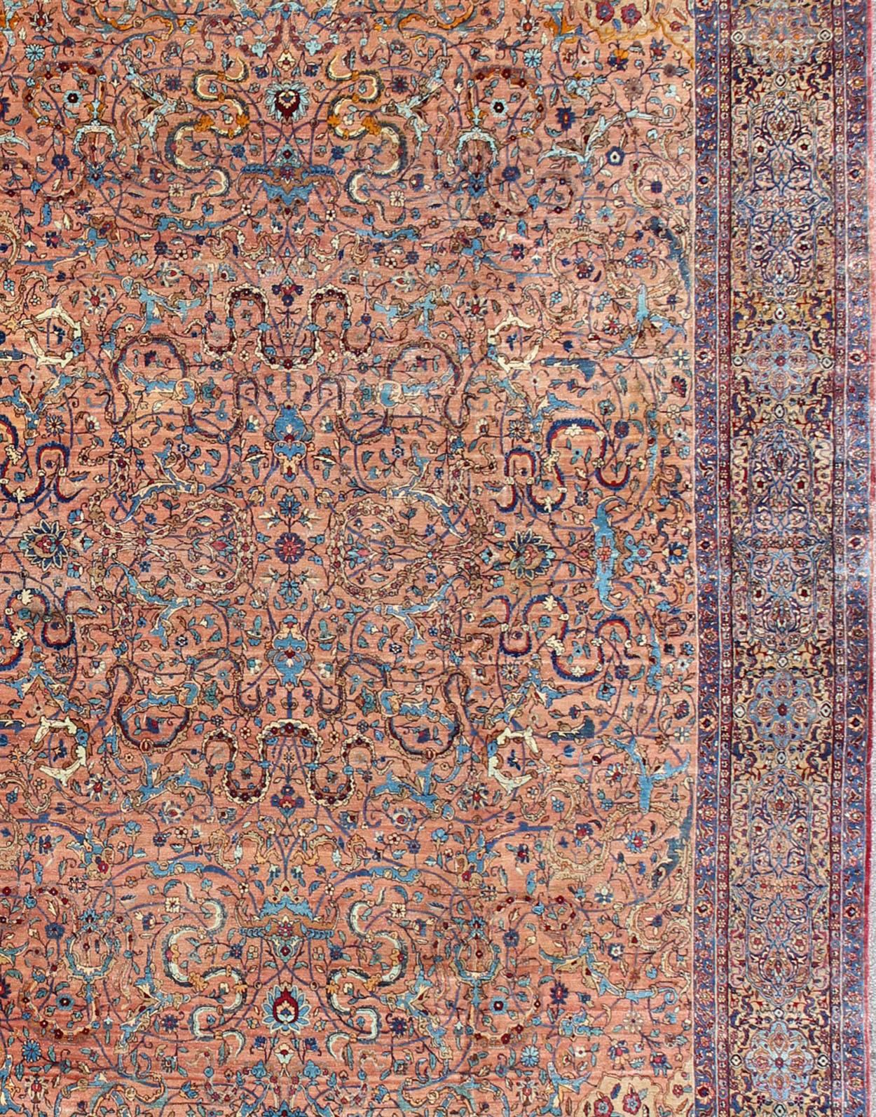Hand-Knotted  Classic Antique Lavar Kerman Large Persian Rug with amazing intricacy