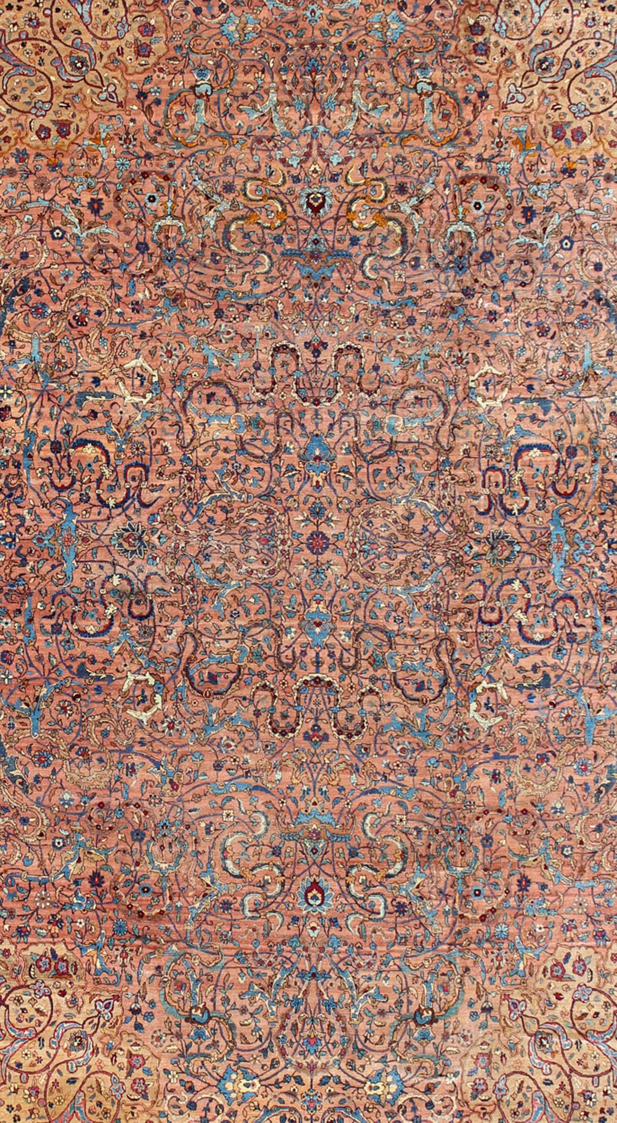 Kirman  Classic Antique Lavar Kerman Large Persian Rug with amazing intricacy