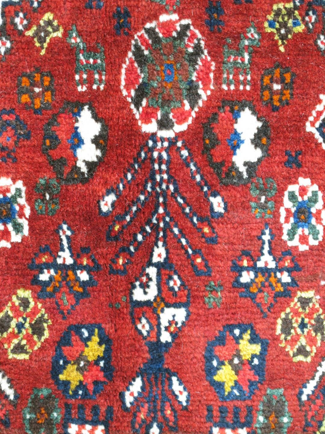 Hand-Knotted Vintage Persian Tribal Qashqai Shiraz Rug