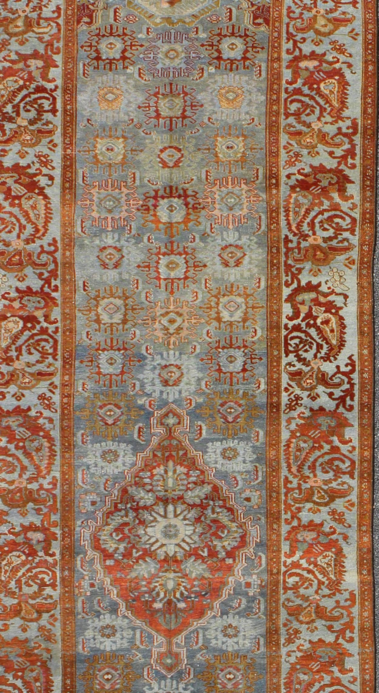 Hand-Knotted Grandoise Antique Gallery Malayer Persian Runner For Sale