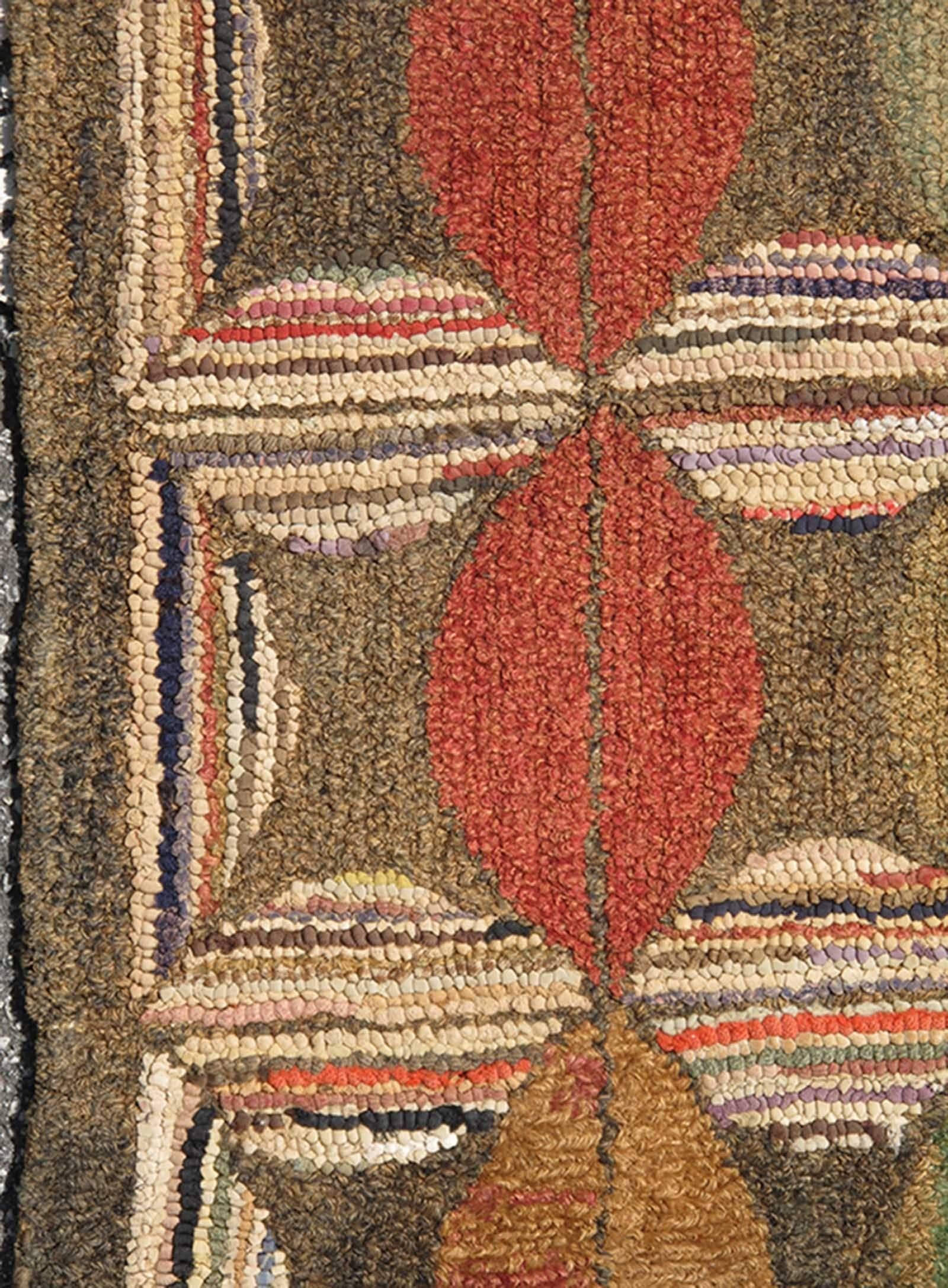 Hand-Knotted Rare American Hooked Rug For Sale