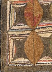 1920s Antique American Hooked Rug, Colorful Basket-Weave