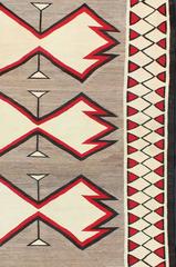 Antique Ganado Navajo Rug With Geometric Design in Red, Black, Ivory and Gray