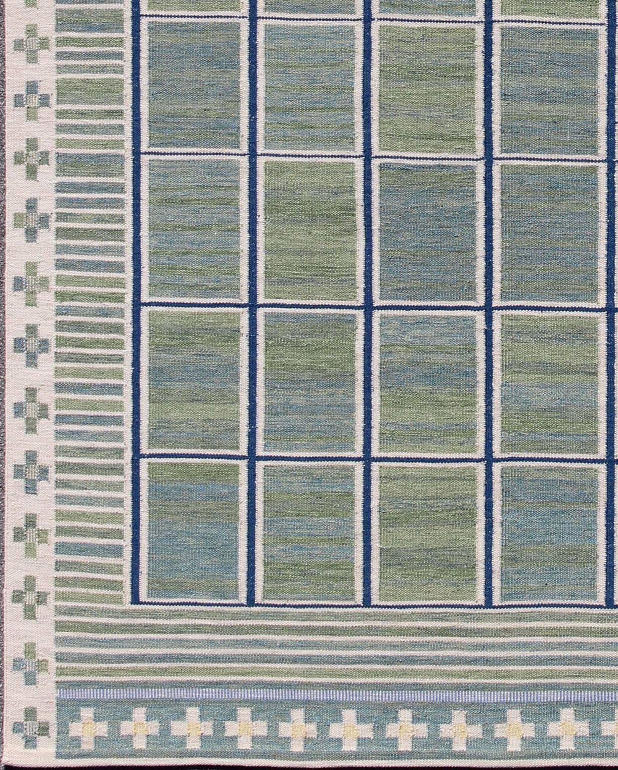 This Scandinavian flat-weave is inspired by the work of Swedish textile designers of the early to mid-20th century. With a unique blend of historical and modern design, this dynamic and exciting composition is beautifully suited for both