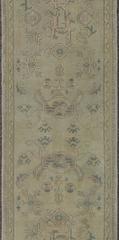 Antique Turkish Oushak Runner With All-Over Design With Green and Blue Accents